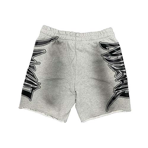MIXED EMOTION Gothic Side‑Print Frayed Sweat Shorts Main Image