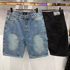MIXED EMOTION Washed Carpenter Denim Shorts