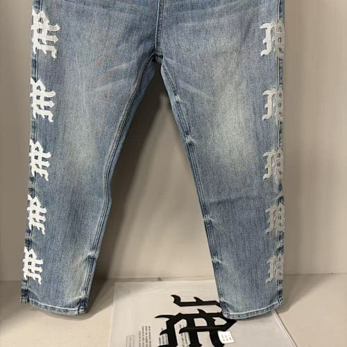 MIXED EMOTION Side Logo Vintage Light‑Wash Straight‑Leg Jeans