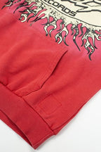 Hellstar Gothic Flame‑Face Red Hoodie
