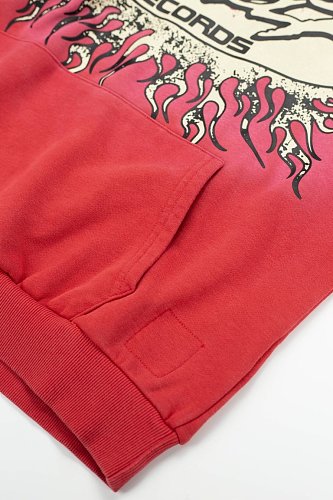 Hellstar Gothic Flame‑Face Red Hoodie