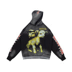 Hellstar Lamb Graphic Black‑Faded Hoodie