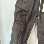 MIXED EMOTION Crest Patch Wide‑Leg Cargo Pants