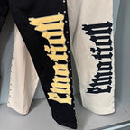 MIXED EMOTION Gothic Letter Side‑Studded Wide‑Leg Sweatpants
