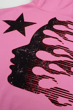 Hellstar Gothic Flame‑Face Pink Hoodie