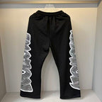 MIXED EMOTION Wing‑Pattern Side Wide‑Leg Sweatpants