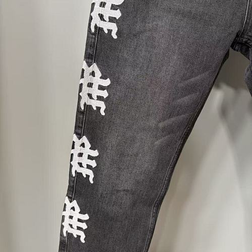 MIXED EMOTION Side Logo Printed Straight‑Leg Jeans