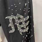 MIXED EMOTION Rhinestone Logo Wide‑Leg Sweatpants