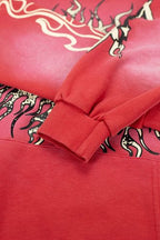 Hellstar Gothic Flame‑Face Red Hoodie