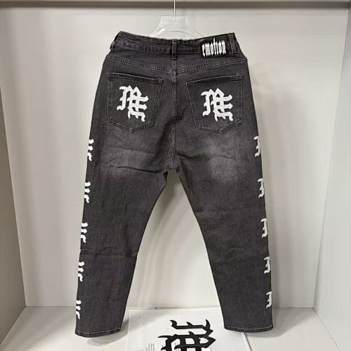 MIXED EMOTION Side Logo Printed Straight‑Leg Jeans