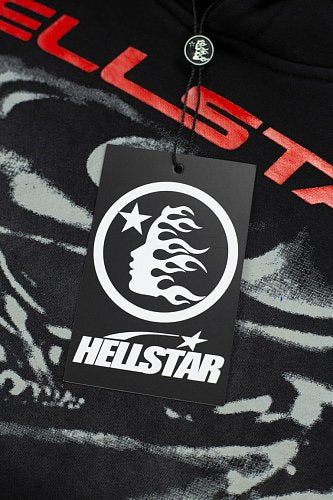 Hellstar Dragon X Logo Double‑Sided Print Black Hoodie