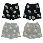 MIXED EMOTION All‑Over Rhinestone Logo French Terry Shorts