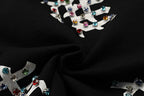 MIXED EMOTION All‑Over Rhinestone Logo French Terry Shorts