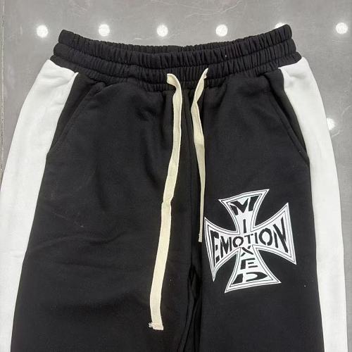 MIXED EMOTION Cross‑Logo Side‑Stripe Black Track Pants