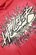 Hellstar Gothic Flame‑Face Red Hoodie
