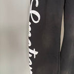 MIXED EMOTION Cursive‑Logo Side Wide‑Leg Sweatpants