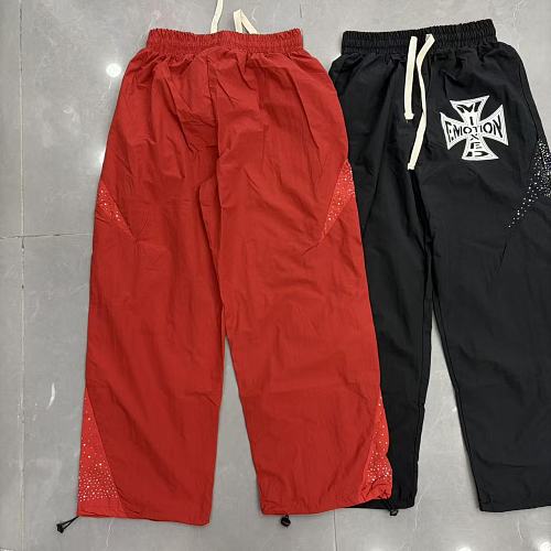 MIXED EMOTION Cross Logo Rhinestone‑Side Wide‑Leg Pants