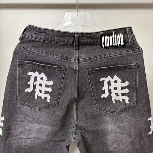 MIXED EMOTION Side Logo Printed Straight‑Leg Jeans