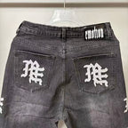 MIXED EMOTION Side Logo Printed Straight‑Leg Jeans