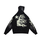 Hellstar Star‑Flame Starry Print Black Hoodie