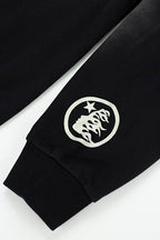Hellstar Classic Logo Flame Sleeve Black Hoodie