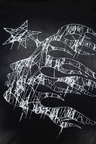 Hellstar Spider‑Web Star Graphic Black Hoodie