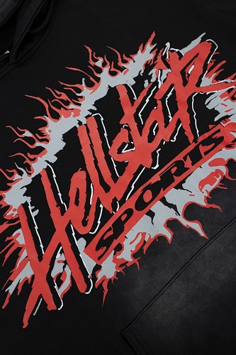 Hellstar Red Flame Circle Logo Black Hoodie