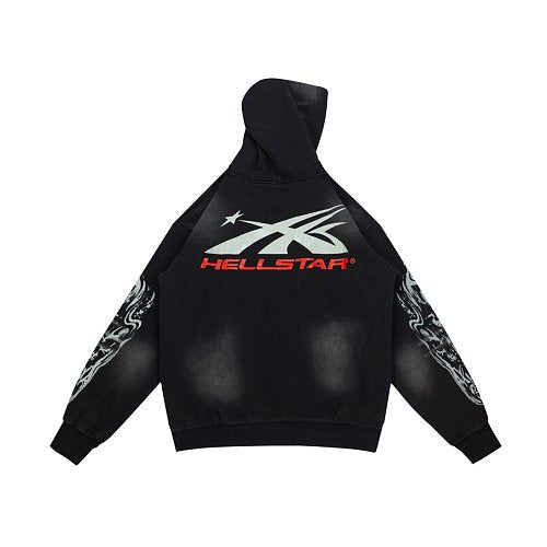 Hellstar Dragon X Logo Double‑Sided Print Black Hoodie Main Image