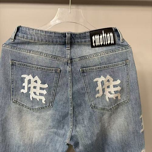 MIXED EMOTION Side Logo Vintage Light‑Wash Straight‑Leg Jeans