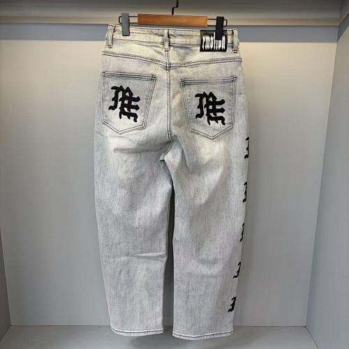 MIXED EMOTION Vertical Gothic‑Logo Washed‑Out Wide‑Leg Jeans
