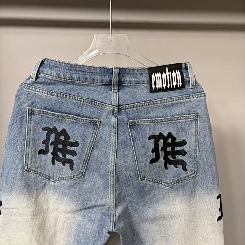 MIXED EMOTION Vertical Logo Faded Straight‑Leg Jeans