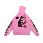 Hellstar Gothic Flame‑Face Pink Hoodie