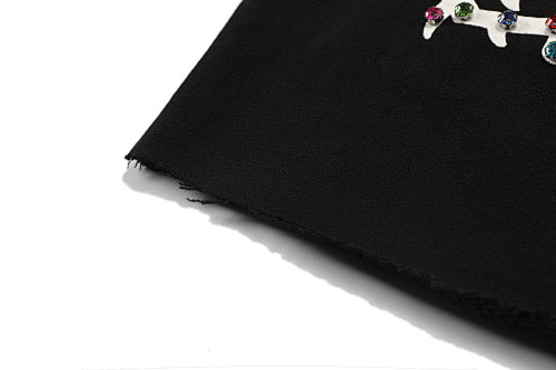 MIXED EMOTION All‑Over Rhinestone Logo French Terry Shorts