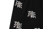 MIXED EMOTION All‑Over Rhinestone Logo French Terry Shorts