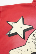 Hellstar Gothic Flame‑Face Red Hoodie