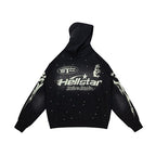 Hellstar Star‑Flame Starry Print Black Hoodie