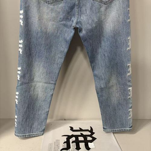 MIXED EMOTION Side Logo Vintage Light‑Wash Straight‑Leg Jeans