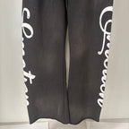 MIXED EMOTION Cursive‑Logo Side Wide‑Leg Sweatpants