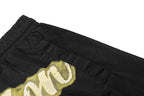MIXED EMOTION Gold Script Logo Nylon Casual Shorts