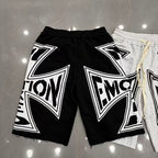 MIXED EMOTION Big Graphic Print Casual Sweat Shorts