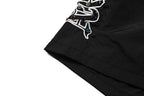 MIXED EMOTION Side‑Striped Rhinestone Logo Nylon Shorts