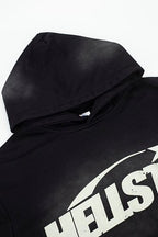 Hellstar Classic Logo Flame Sleeve Black Hoodie