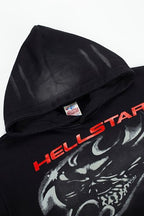 Hellstar Dragon X Logo Double‑Sided Print Black Hoodie