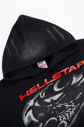 Hellstar Dragon X Logo Double‑Sided Print Black Hoodie