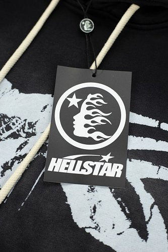 Hellstar Spider‑Web Star Graphic Black Hoodie