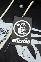 Hellstar Spider‑Web Star Graphic Black Hoodie