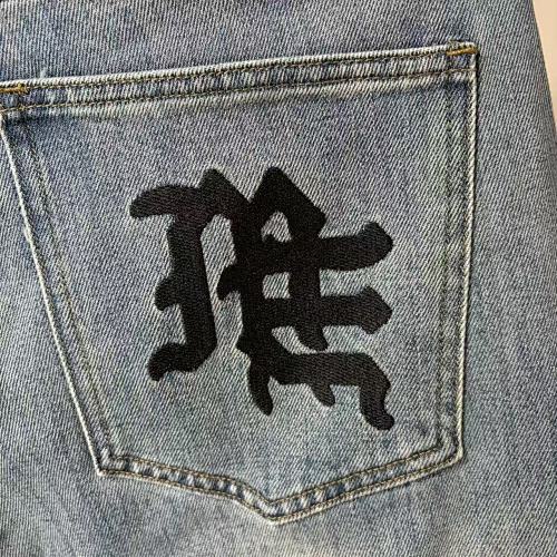 MIXED EMOTION Vertical Logo Faded Straight‑Leg Jeans