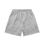 MIXED EMOTION All‑Over Rhinestone Logo French Terry Shorts