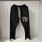 MIXED EMOTION Rhinestone Logo Wide‑Leg Sweatpants
