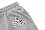 MIXED EMOTION All‑Over Rhinestone Logo French Terry Shorts